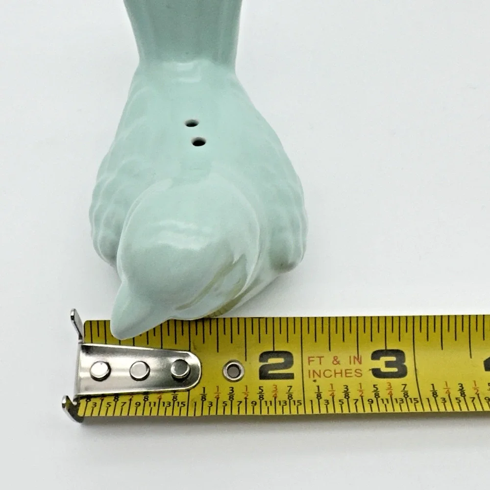 Set of White Blue Bird Salt Pepper Shakers Chickadees Glazed Ceramic